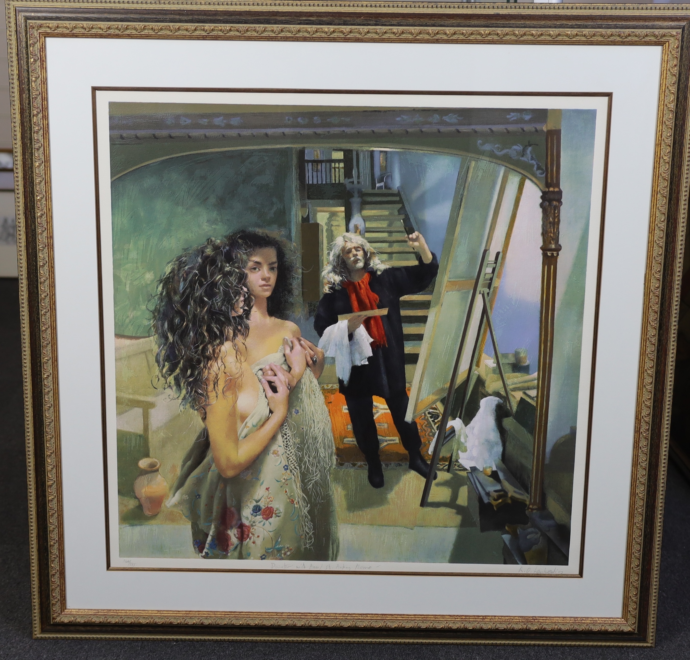 Robert Lenkiewicz (1941-2002), offset lithograph, 'Painter with Anna, St Anthony Theme', signed in pencil and titled, 164/275, 72 x 72.5cm. Condition - good